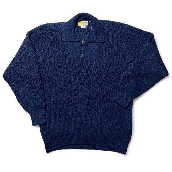 Artesanías Pachamama 100% Alpaca Wool Hand Knit Polo Sweater Jumper Medium - Picture 1 of 7